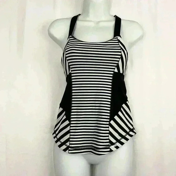 Lululemon Work It Out Tank Top Sz 4 Sea Stripe Mint Moment Black NWOT - Picture 10 of 10